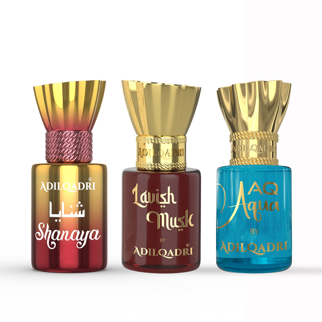 3 Pcs Attar Set Shanaya, Lavish Musk And Aq Aqua 5.5 Ml Each